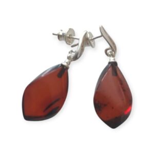 Обици капки конячен кехлибар