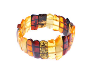 Шарена гривна големи плочки кехлибар