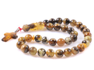 Кехлибарена броеница топчета с кръст