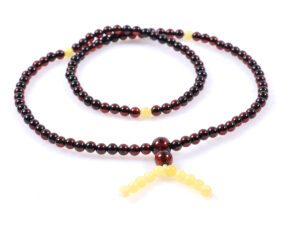 Будистка броеница кехлибар тъмна череша