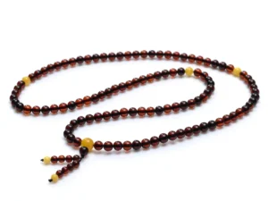 Будистка броеница кехлибар тъмна череша